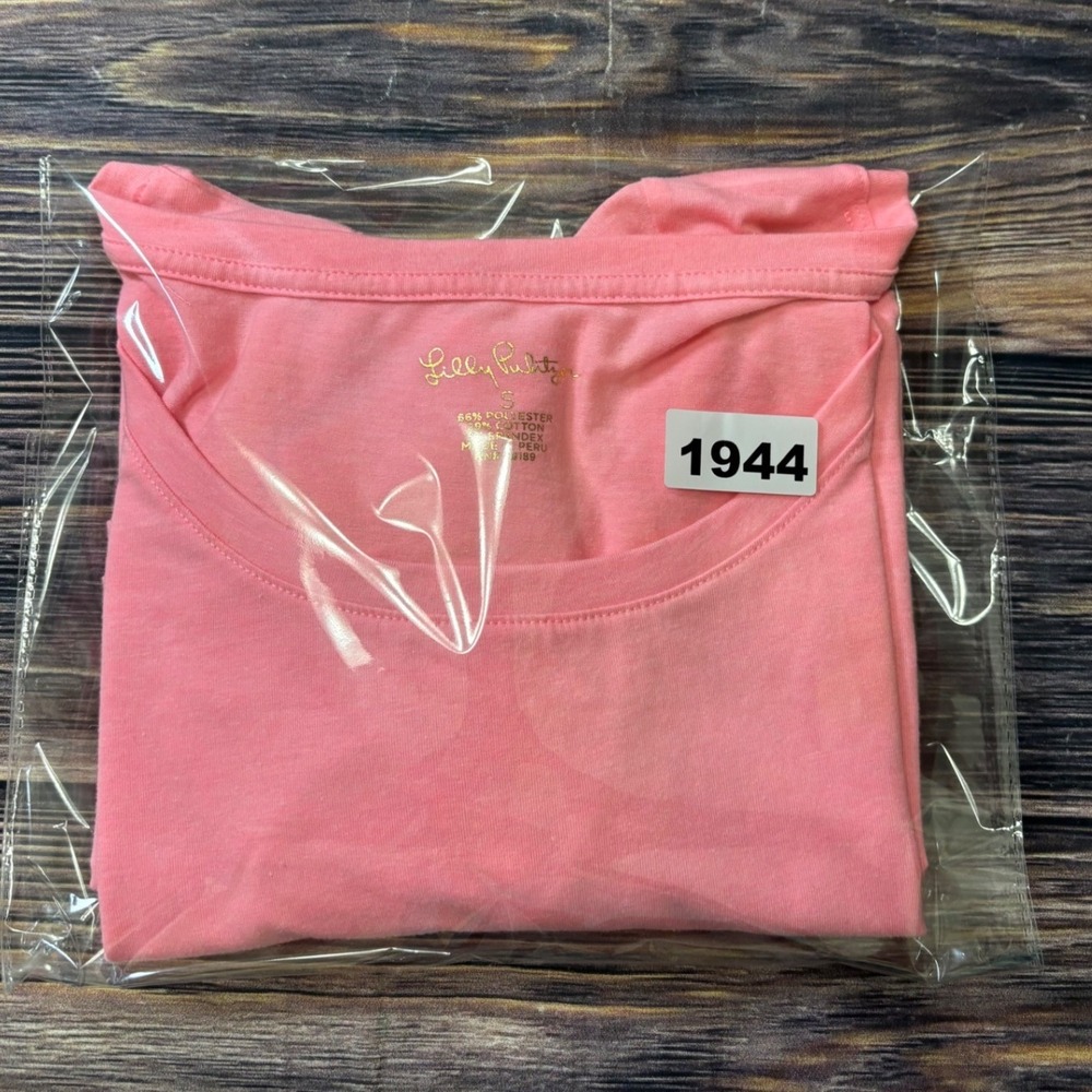 Lilly Pulitzer T-Shirt Womens Small Pink Slub Knit Ruffle Sleeve Scoop Neck - Picture 12 of 12